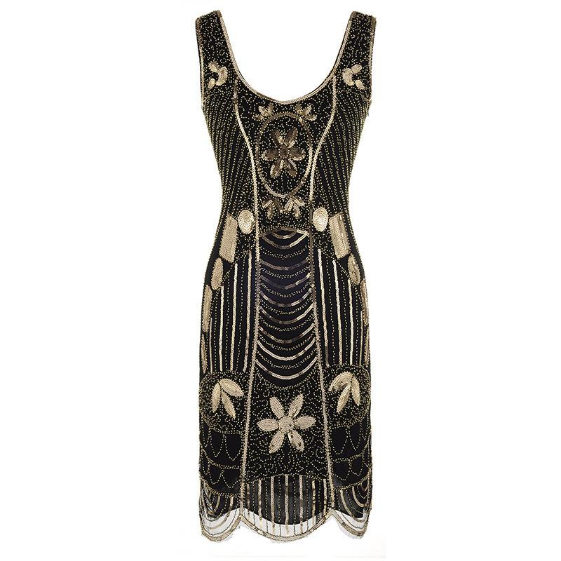 Women's sequined fringed dress dress beaded embroidered vintage evening dress stage performance clothing women's clothing