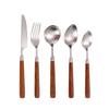 Solid wood handle western knife, fork and spoon set 304 stainless steel Japanese fork and spoon dessert spoon imitation rosewood tableware