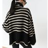 Korean Turtleneck Long-sleeve Knitted Pullover Women's Autumn Winter Loose Color Blocked Stripes Sweater Jacket Y2k Top Female