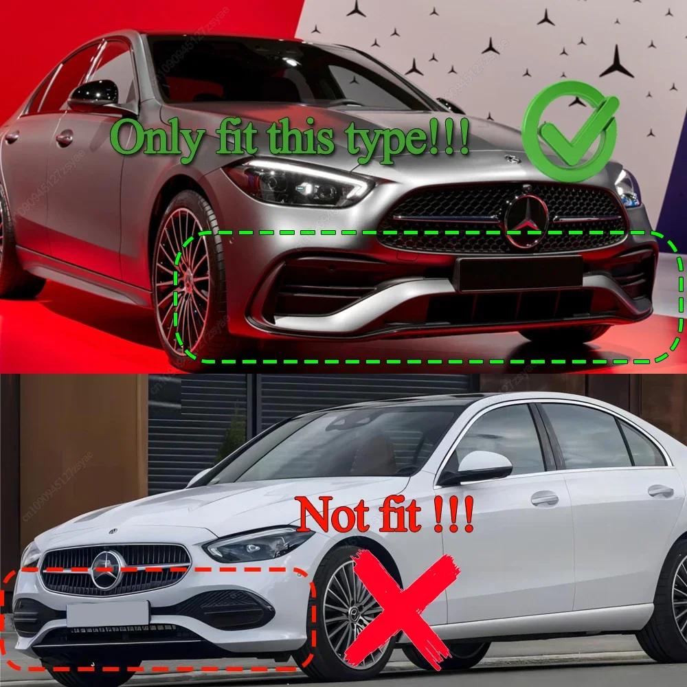 Front Bumper Lip Spoiler Grille For Mercedes Benz C Class W206 S206 C180 200 300 400 C43 AMG-Line 2022-2024 Side Splitter Tuning
