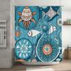 Decorative Octopus Fish Blue Shower Curtain Unique Artistic Design for Bathroom Decorations