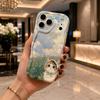 Monet Style Meadow Kitten Frame Wavy Edge Phone Case For iPhone 16 15 14 Pro Max 13 12 11 Mini XR XS SE 2020 17 Air Cover Soft TPU