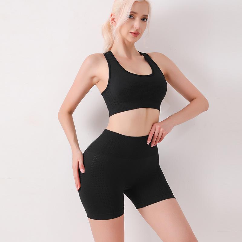 Nahtloses Yoga-Zweiteiler-Set: Rückenfreies BH-Top & Shorts für Damen - Europa- & Amerika-Stil