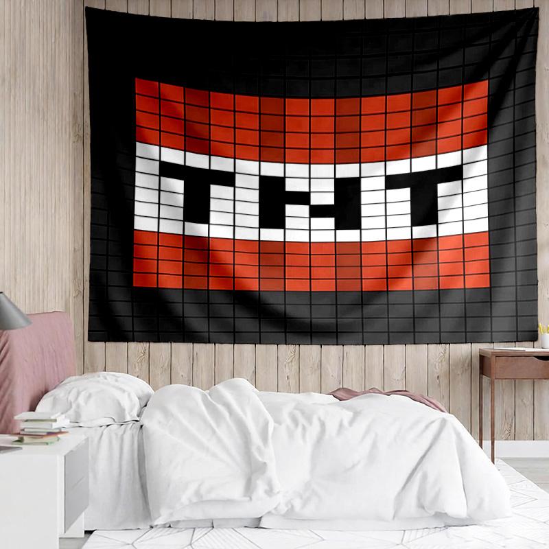 Blocky pixel game Tapestry for Bedroom Aesthetic Classroom Tapestries Wall Hanging for Living Room Dorm Office,Ideal Creative Gift