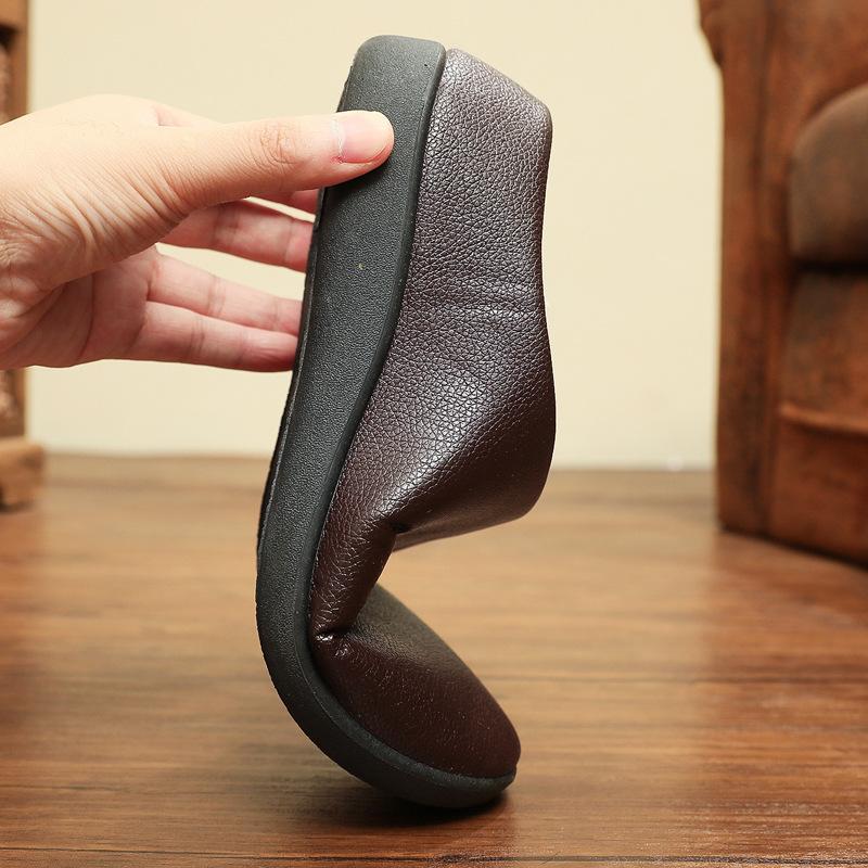 Winter New Home Men's Cotton Shoes Non-slip Soft Sole Leather Surface Waterproof Men's Shoes Indoor Warm Velvet Comfortable Cotton Slippers