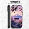 Japanese Pink Cherry Mount Fuji Soft Phone Case for iPhone 16 16E 17 Air 15 Pro Max 14 Plus 13 Mini 11 12 7 Black Cover Back She