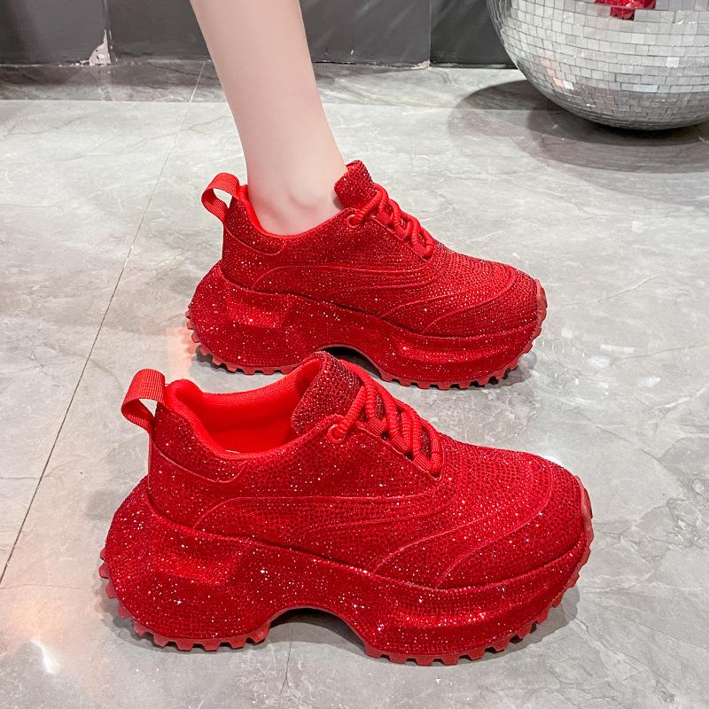 Full Diamond Daddy Shoes Women's Platform Tide Versatile Casual Sports Shoes