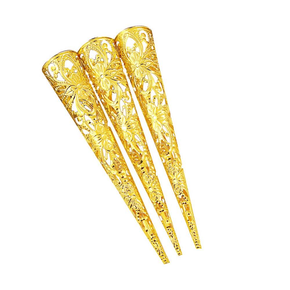 Chinese Ancient Hollow Finger Tip Protection Nail Rings Set Belly Dance Accessories Knuckle Rings