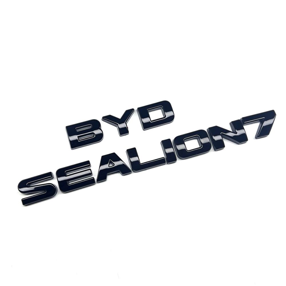 For BYD SeaLion 07 EV Car Specialized No Disassembly Overlay Blackened Emblem Black Warrior Black Car Logo Sticker Auto Exterior