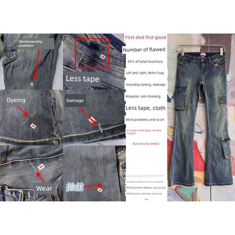 

True R Big Head * Buddha UO Exclusive Rebecca Retro Low Waist Trumpet pants Slimming Cargo Jeans 1668 Retro Blue 34