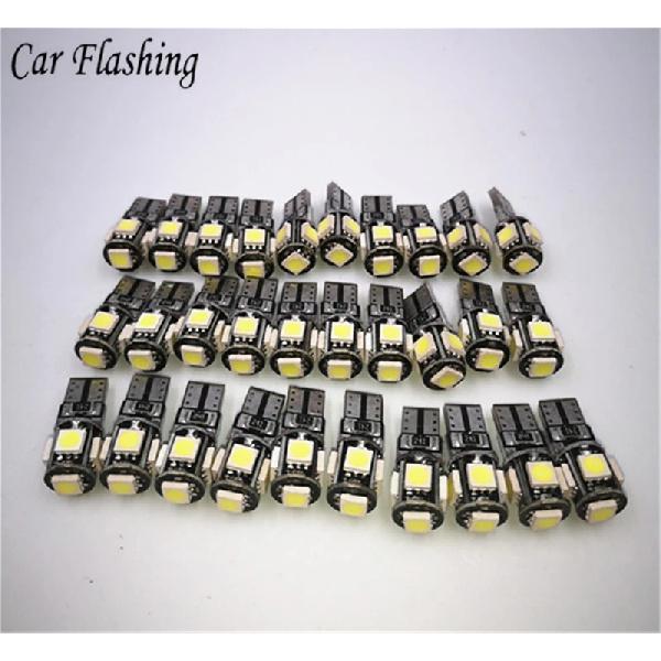 20PCS T10 Canbus White Blue Red Yellow Pink Green Ice Blue 5smd Car Light W5w 194 168 Error Bulbs DC 12V Wedge Lamp Parking Lamp