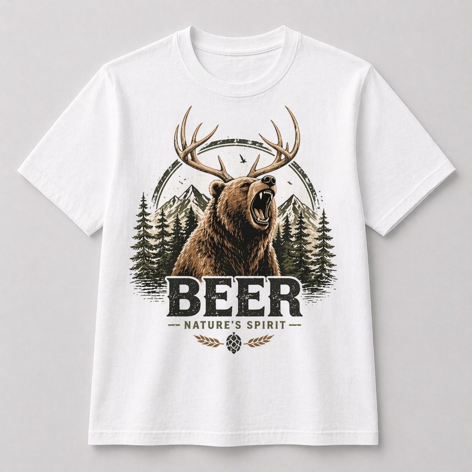 Wild Spirit Bear Tee – Vintage Antler Bear Graphic T-Shirt XL