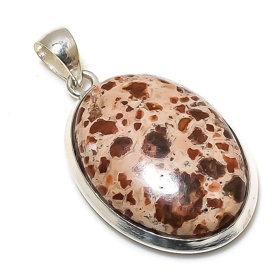 Asteroid Jasper Gemstone Handmade 925 Sterling Silver Jewelry Pendant 1.65" GK-6281