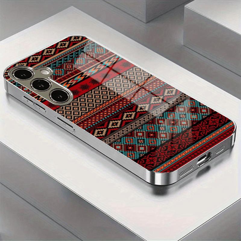 Woven patterned glass phone case suitable for Samsung Galaxy S26 S25 S24 S23 S22 S20 FE/Ultra/Plus anti drop back cover
