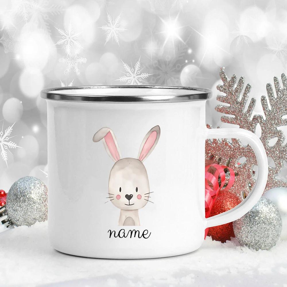 Personalized Children's Mug Baby Gift Gifts Enamel Cup Forest Animals Enamel Camping Cups with Name Gifts for Children