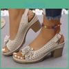 Highheeled Large Size Floral Sandals For Women Fashionable And Casual Buckle With Solid Color Roman Sandals