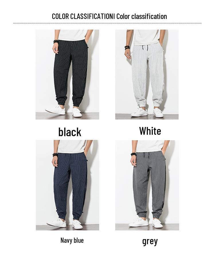 Men's 2022 Chinese Style Summer Breathable Cotton Linen Frog Button Plus Size Harem Lantern Pants