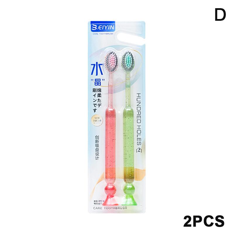 

Extra-Long Brush Head Antibacterial Soft Bristle Toothbrush With Non-Slip Handle And Suction Cup Base Upright Design D