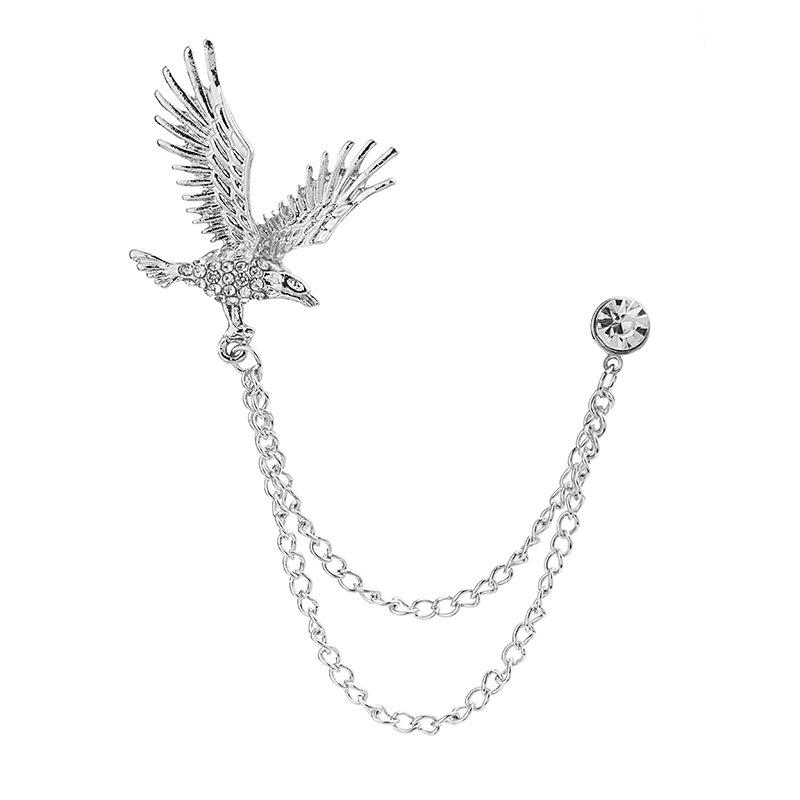 British Style Men's Eagle Chain Brooch with Versatile Tassel Pin