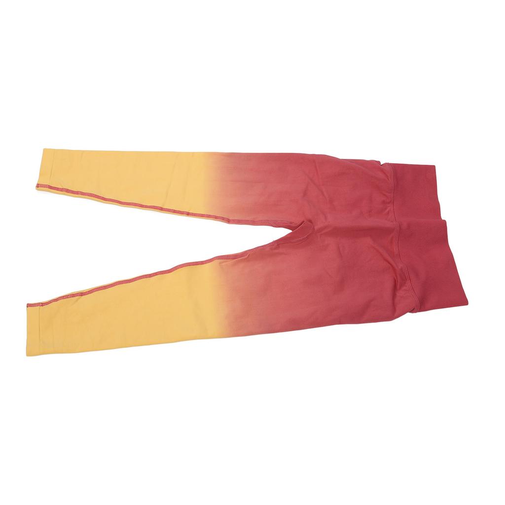 Hip Lifting Pants Yellow Pink Gradient Color L Size Fast Dry High Waisted Leggings for Women