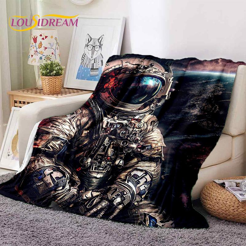 Astronaut Dream Universe Spaceman 3D Outer Space Cartoon Soft Blankets,Throw Blanket for Picnic Beds Home Bedroom Cover Kid Gift