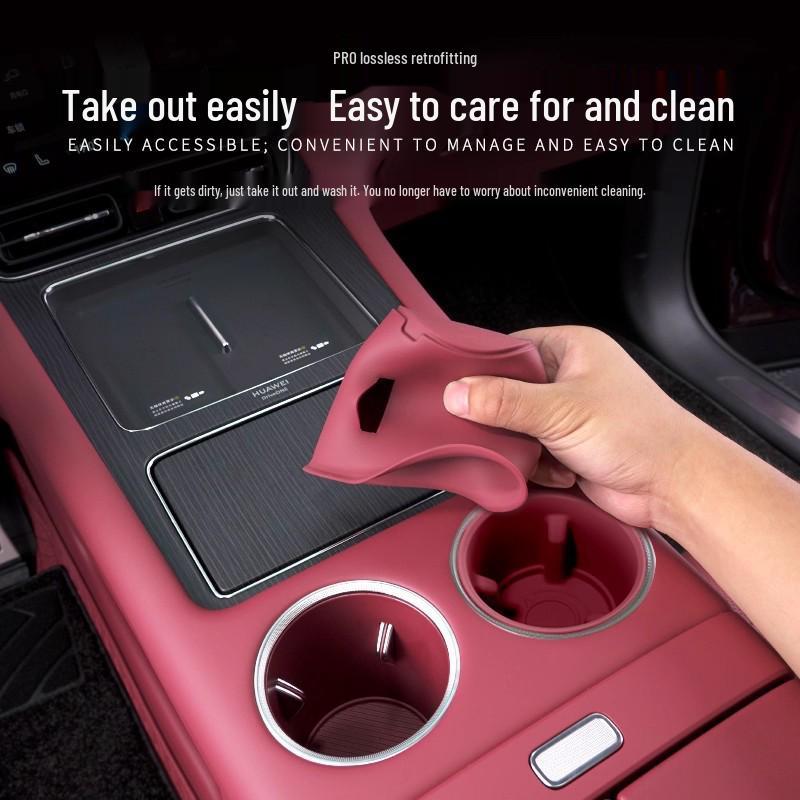 AITO M8/M9 Center Console Cup Holder Silicone Mat – Full Coverage Protective Interior Decor Accessory