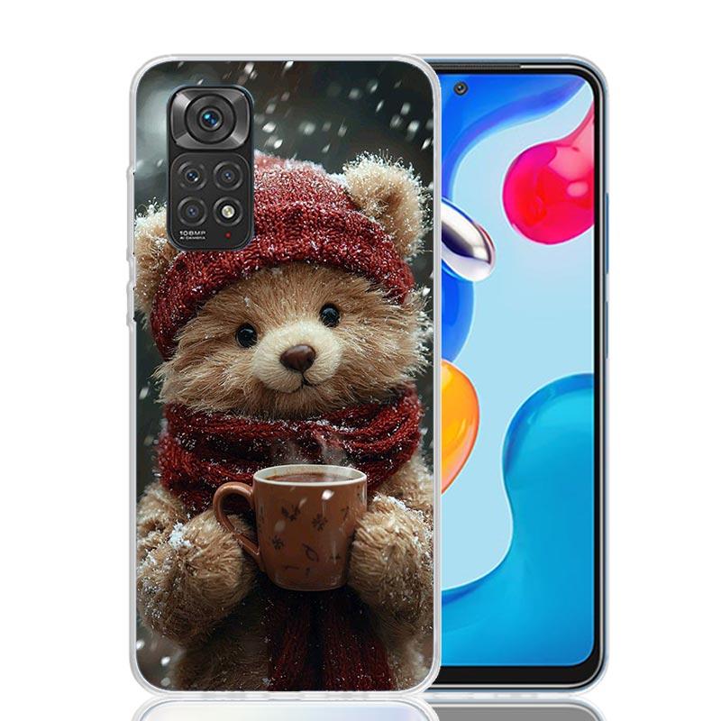

Животное Коричневый Милый Медведь Чехол Для Телефона Для Xiaomi Redmi Note 15 14 13 12S 12 Pro Plus 11S 11E 11 11T 10S 10 Искусство Мягкий Узор Чехол Re Redmi Note 14 Pro 5G