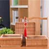 Antique-Style 2-Tier Bamboo Snack Basket with Handle