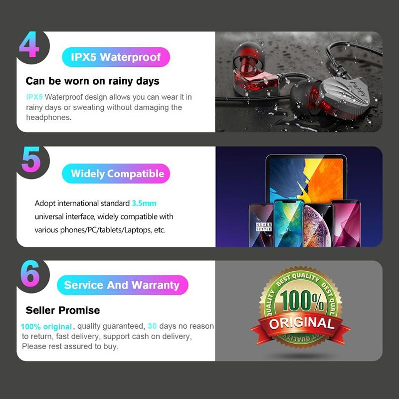 Wired Earphone 3.5mm AUX/Type C In-Ear HIFI 6D Surround Bass In-Ear Game Music Headsets With MIC For Samsung Huawei Xiaomi PC