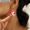 2D Flat Acrylic Cupid Heart Drop Earrings, Suitable As A Holiday Gift for Women, Party Decoration Jewelry, Valentine's Day and Wedding Season Gifts.