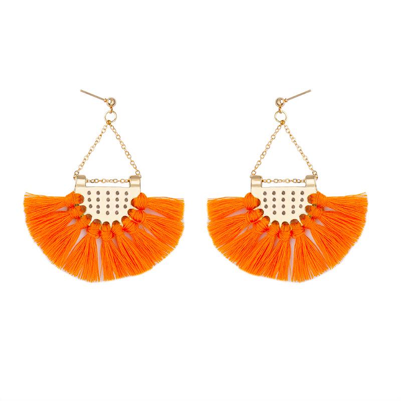 Ethnic Style Fashion Fan-shaped Tassel Earrings Bohemian Earrings Personalized Ear Jewelry ARI