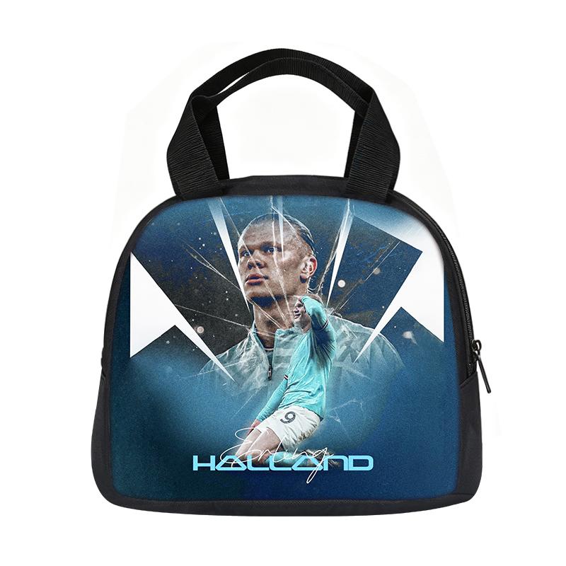Learn, Travel Handbag Insulated Lunch Bag Reusable Haaland Lunch Box Football Star Student Bento Food Container Bags