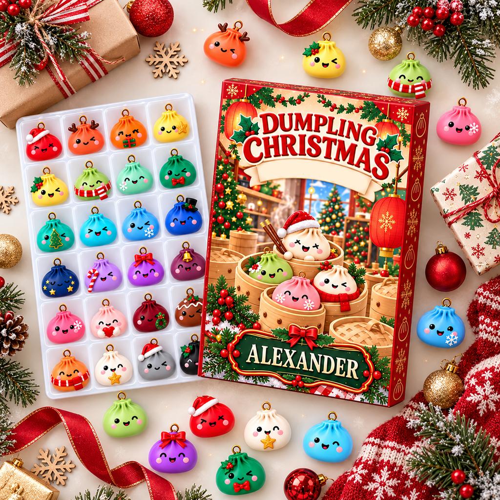 2D Flaches Stück Weihnachtsbrot Adventskalender Countdown Hängendes Ornament Set