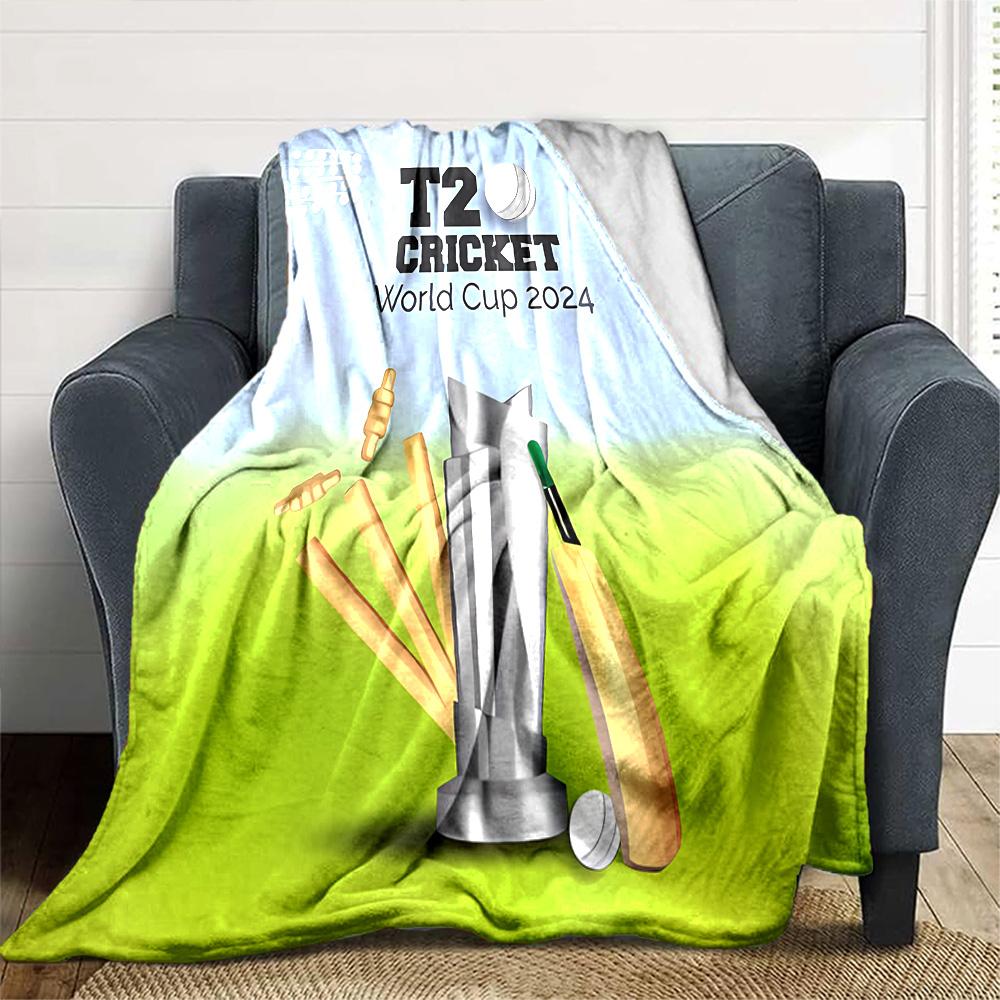 1pc Blanket - T20 Cricket Print Design,Lightweight Blanket for Sofa,Bed- Soft &Warm,Gift for All Seasons