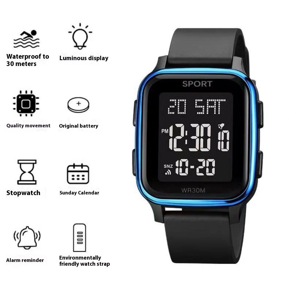 Teen Electronic Watch Junior High School Student Male and Female Sports Simple Trend Multi-function Watch