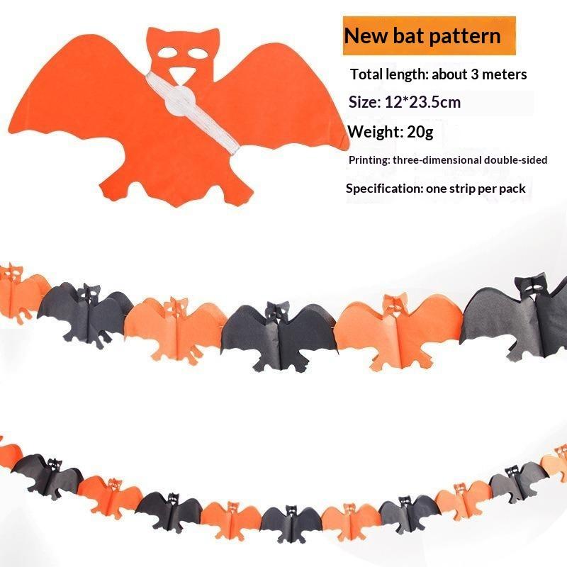 3Meter Halloween Hanging Garland Bunting Bat Pumpkin Ghosts Spider Paper Banner Halloween Party Decorations Horror Props