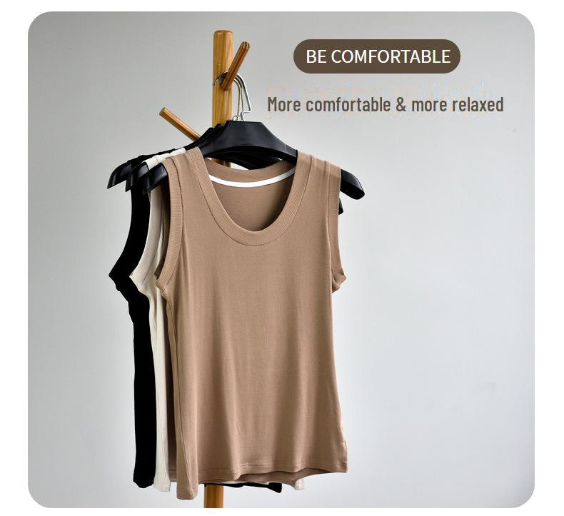 Ukosi Women's 2025 Spring Slim Fit Sleeveless U-Neck Knitted Shirt