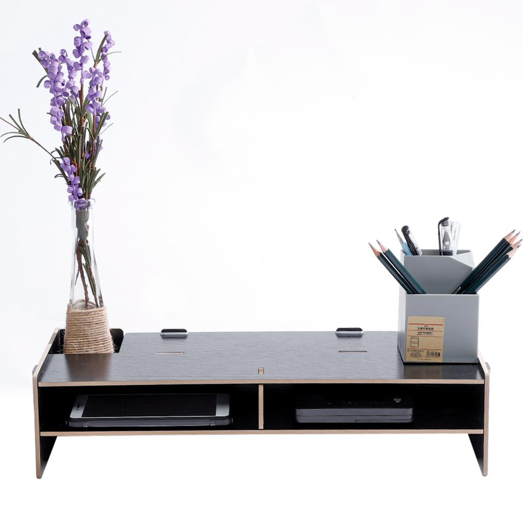 Heighten Shelf Rack Shelf Stand Holder for Display Screen Keyboard Base Bracket Wooden Black