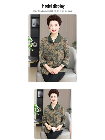 Grandma's Autumn 2025 Fashion: Long-Sleeve Shirt & Three-Quarter Sleeve Set for Middle-Aged and Elderly Women. 