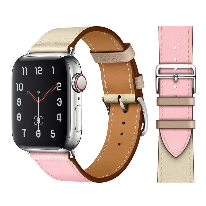 Genuine Leather Bracelet Strap For Apple Watch Band 45mm 49mm 41mm 44mm 42mm 46mm Leather Wristband iWatch Ultra 11 10 9 8 7 6 5