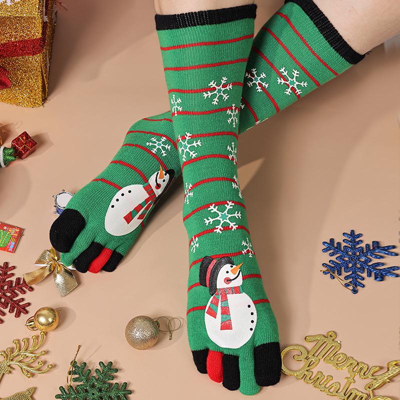 New Fashion Women Funny Cartoon Printed Toe Socks Cotton Five Fingers Socks Casual Soft Socks Women Christmas Sock