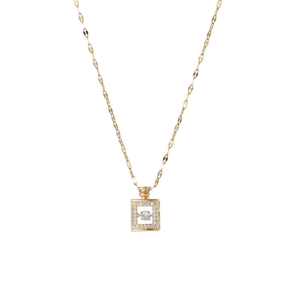 Elegant Titanium Steel Perfume Bottle Necklace - Stylish, Luxurious Clavicle Chain for Women