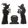 Small Wooden Witch Craft Props 3Pcs Halloween Cauldron Lantern Potion Bottle Table Decorations, Rustic Unique Witchy Room Accessories Tabletop Decor,