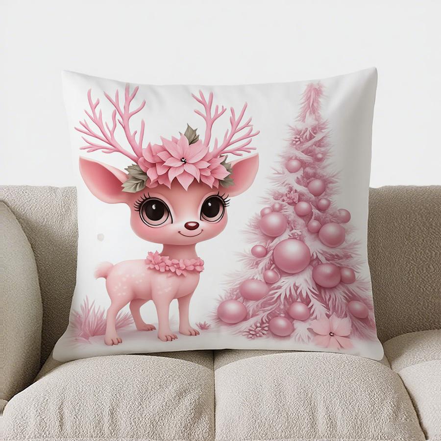 Home Decor Pink Gnomes Cozy Winter Decor Pillow Cover Pattern Cushion Cover Suitable For Sofa Bedroom Car Pillow Cover