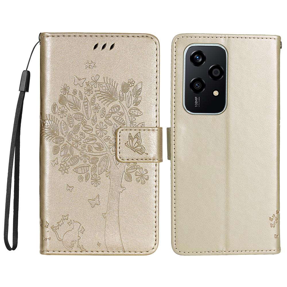 For Honor 200 Lite Phone Case with Stand Cat Tree Pattern Leather Wallet Mobile Cover