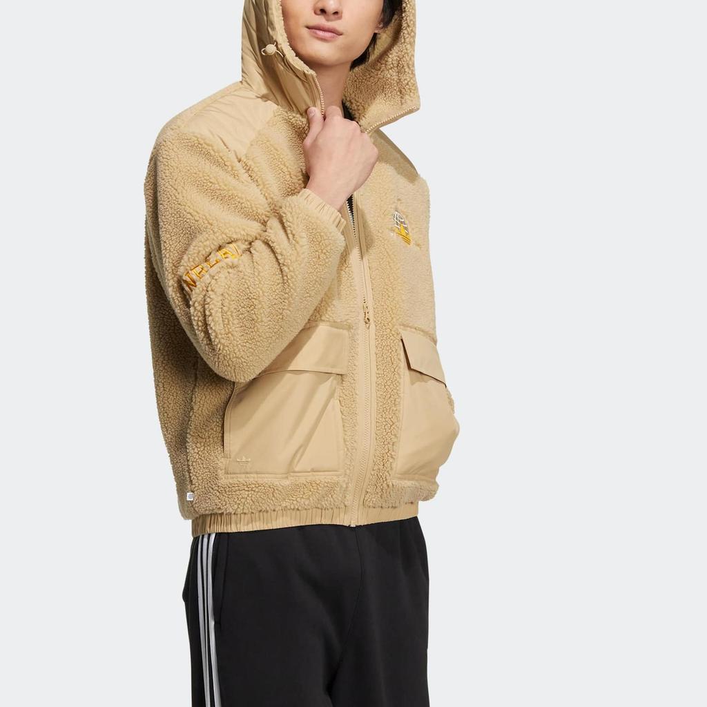 adidas Originals MC Sherpa Fleece Full Zip Jacket Men Beige Gold HS2006