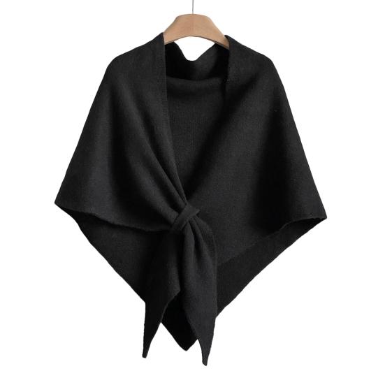 Women Knitted Shawl Wrap Scarf Solid Color Comfortable Cardigan Cape Imitation Cashmere Shoulder Tops Sweater