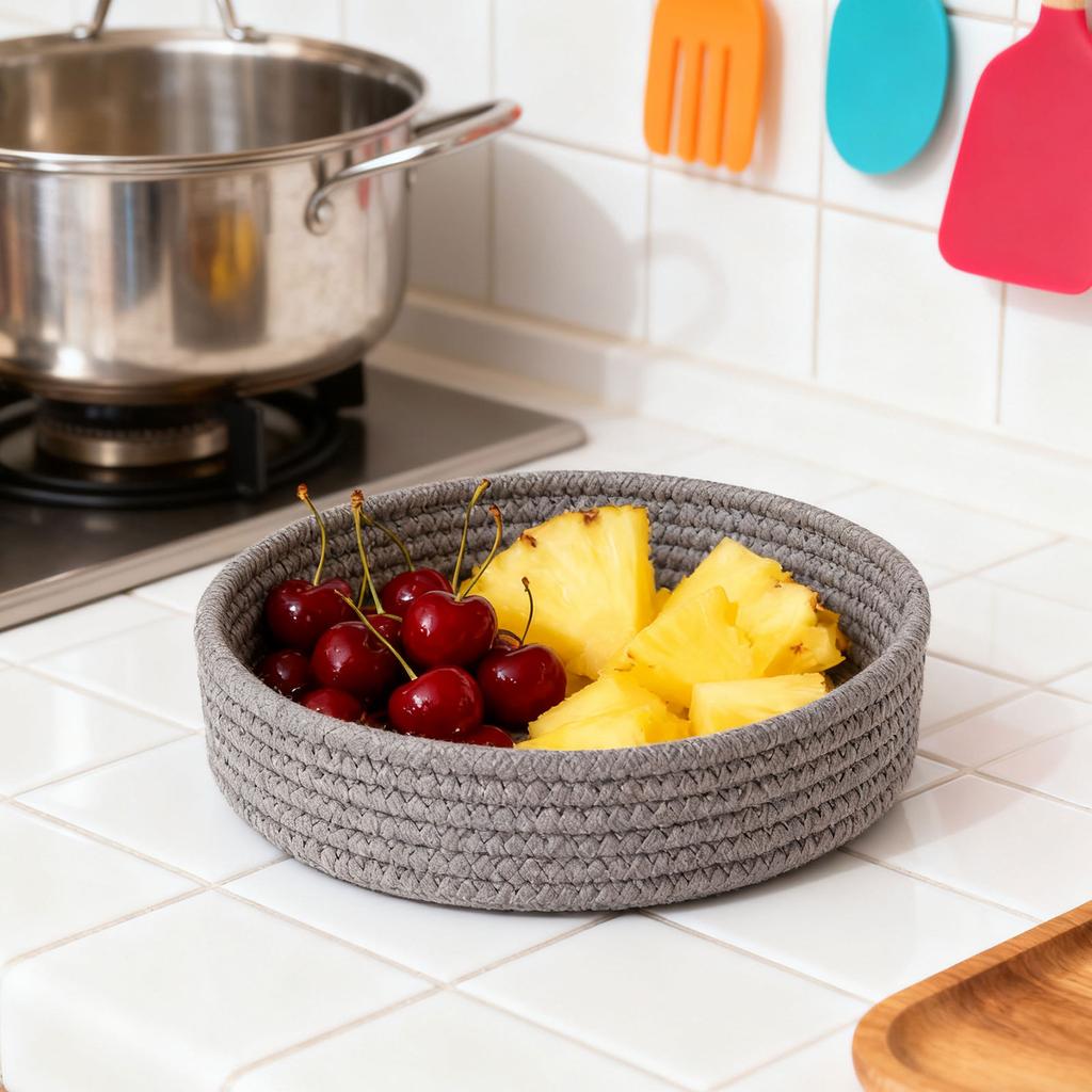 5-Piece 10-Inch Potholder For Hot Dishes, Pots And Pans, Heat-Resistant Mat With Storage Basket, Kitchen Countertop Protector, Gray 5 Colors