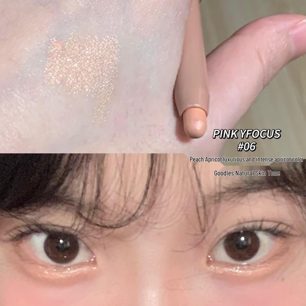 PINKYFOCUS 3D Aegyo Sal Micro-Shimmer Stick: Matte Pearl Highlight and Brightening Eyeshadow.