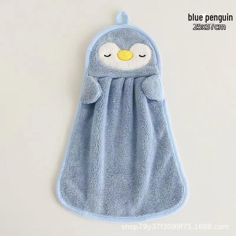 

Очаровательное детское полотенце для рук без ворса с веревкой для подвешивания - дизайн с изображением маленькой желтой утки и пингвина 25*37 Penguin